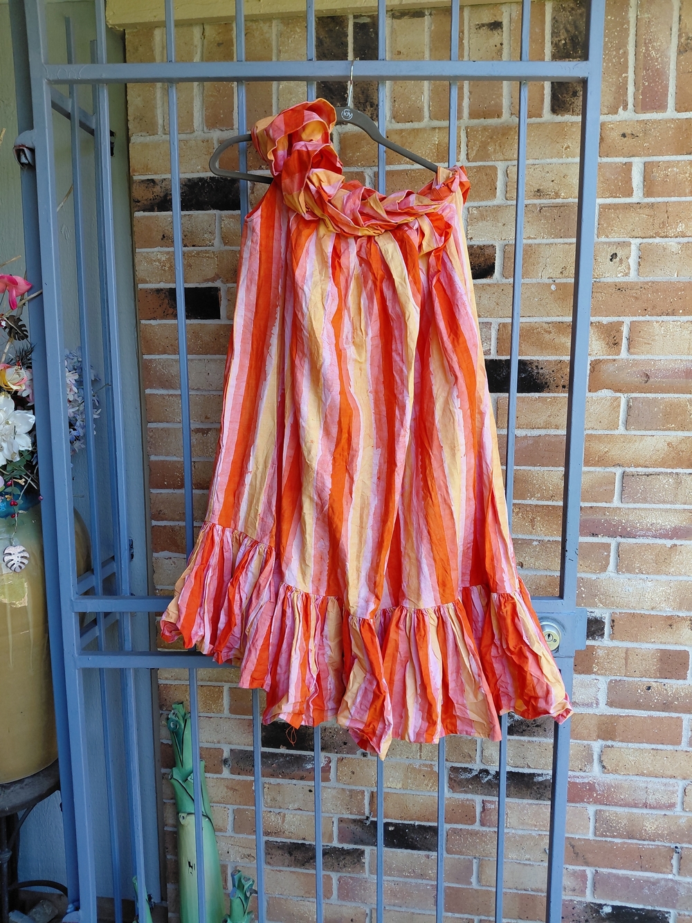 Women’s Striped Ruffle - Orange & Pink